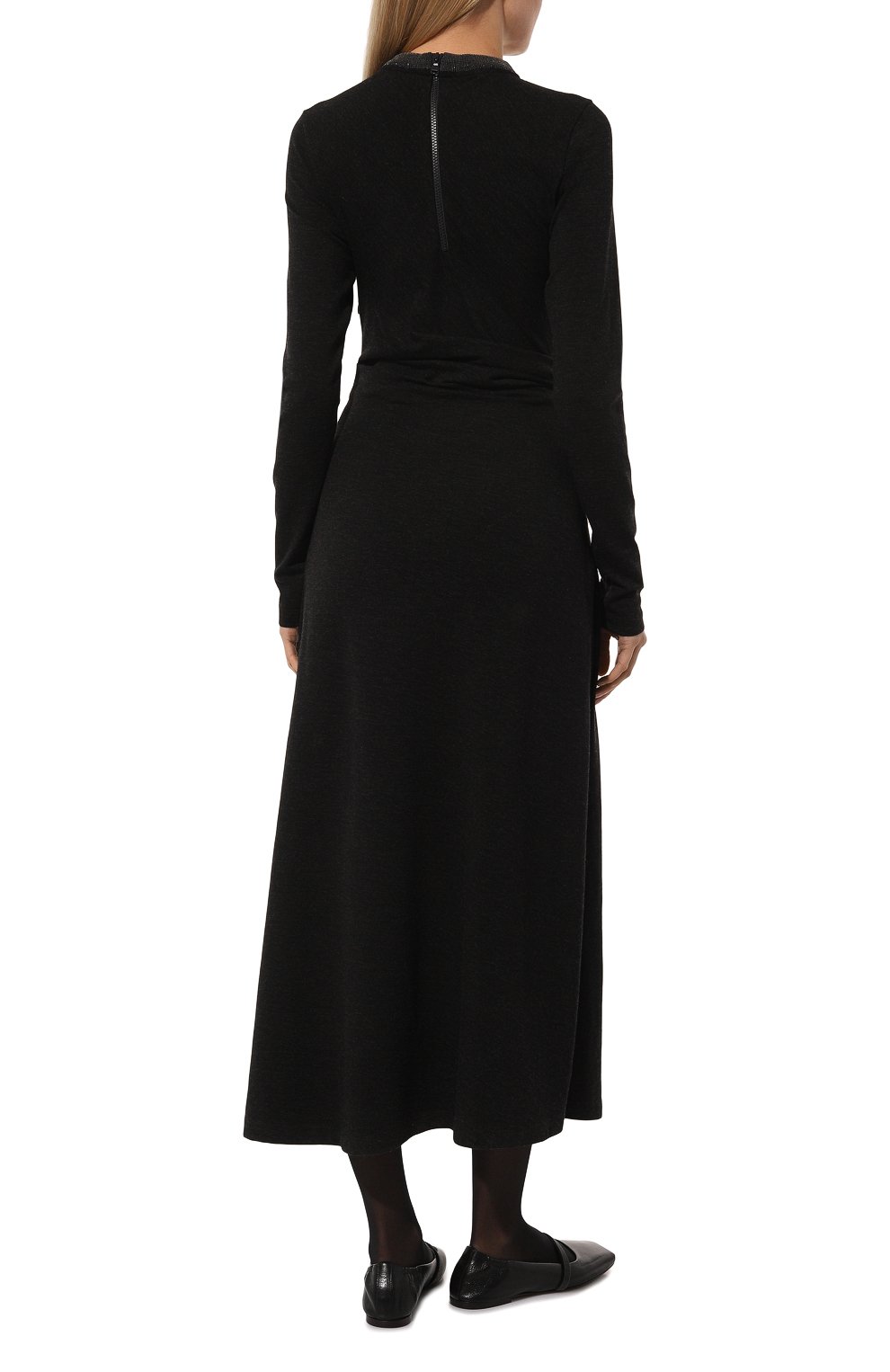 Шерстяное платье BRUNELLO CUCINELLI черного цвета по цене 351500 руб., арт. MPR25AHR33, фото 4 Шерстяное платье BRUNELLO CUCINELLI, арт. MPR25AHR33, фото 4