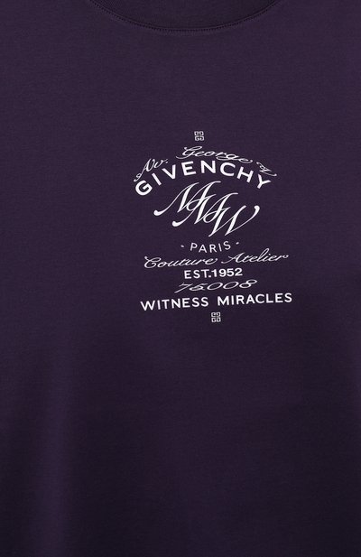 Хлопковая футболка GIVENCHY фиолетового цвета по цене 53450 руб., арт. BW707Z3Z78, фото 5 Хлопковая футболка GIVENCHY, арт. BW707Z3Z78, фото 5
