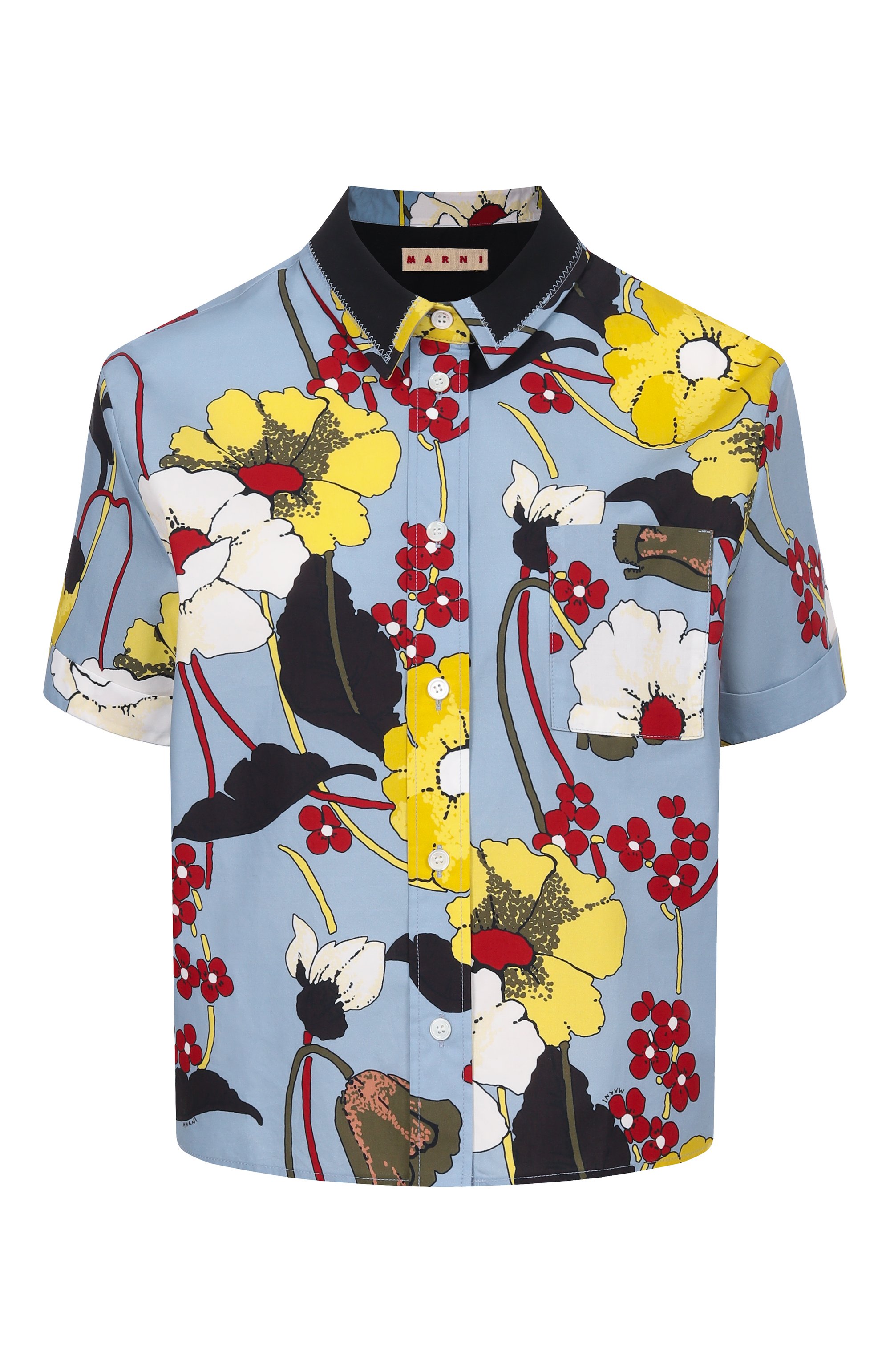 Хлопковая рубашка MARNI голубого цвета по цене 86300 руб., арт. CAMA0669QS/UTC581, фото 1 Хлопковая рубашка MARNI, арт. CAMA0669QS/UTC581, фото 1