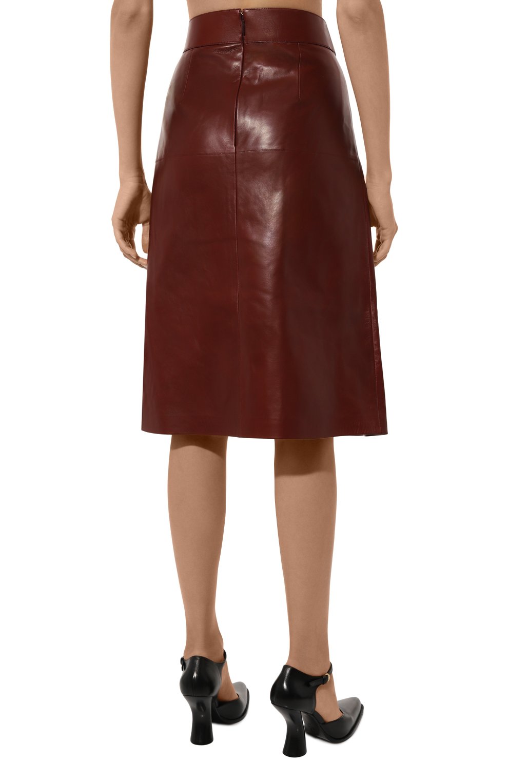 Кожаная юбка GUCCI бордового цвета по цене 518500 руб., арт. 766322/XN336, фото 4 Кожаная юбка GUCCI, арт. 766322/XN336, фото 4