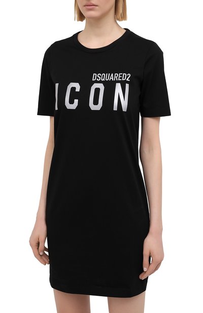 Хлопковое платье DSQUARED2 черного цвета по цене 29950 руб., арт. S80CT0008/S23009, фото 3 Хлопковое платье DSQUARED2, арт. S80CT0008/S23009, фото 3
