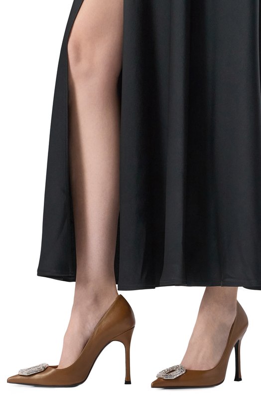 Кожаные туфли Camelia 105 Amina Muaddi CAMELIA PUMP 105/PEARLY NAPPA Коричневый  CAMELIA PUMP 105/PEARLY NAPPA Фото 3