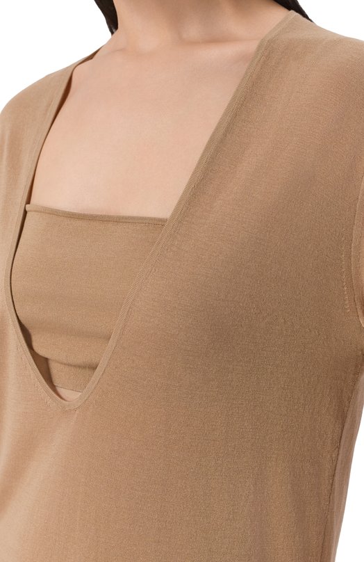 Платье из шелка и хлопка 12 STOREEZ 136948 Бежевый  136948 Фото 5