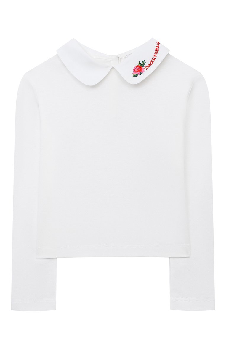 Детская хлопковый лонгслив DOLCE & GABBANA белого цвета, арт. L5JTKZ/G7JR4/2-6 | Фото 1 (Материал внешний: Хлопок; Рукава: Длинные; Девочки Кросс-КТ: Лонгслив-одежда)