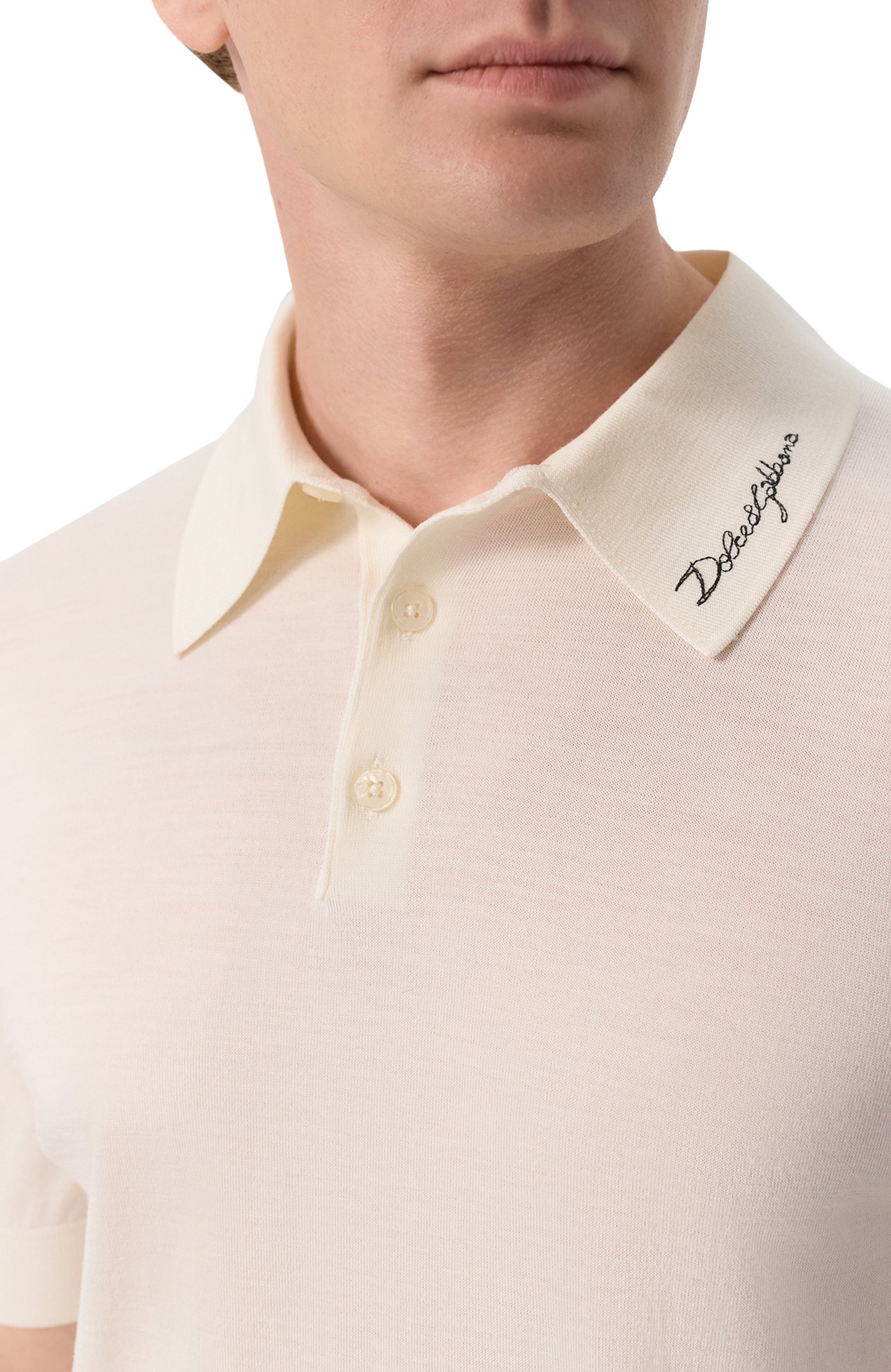 Шерстяное поло DOLCE & GABBANA белого цвета по цене 161000 руб., арт. GXZC0Z/JDVL0, фото 5 Шерстяное поло DOLCE & GABBANA, арт. GXZC0Z/JDVL0, фото 5