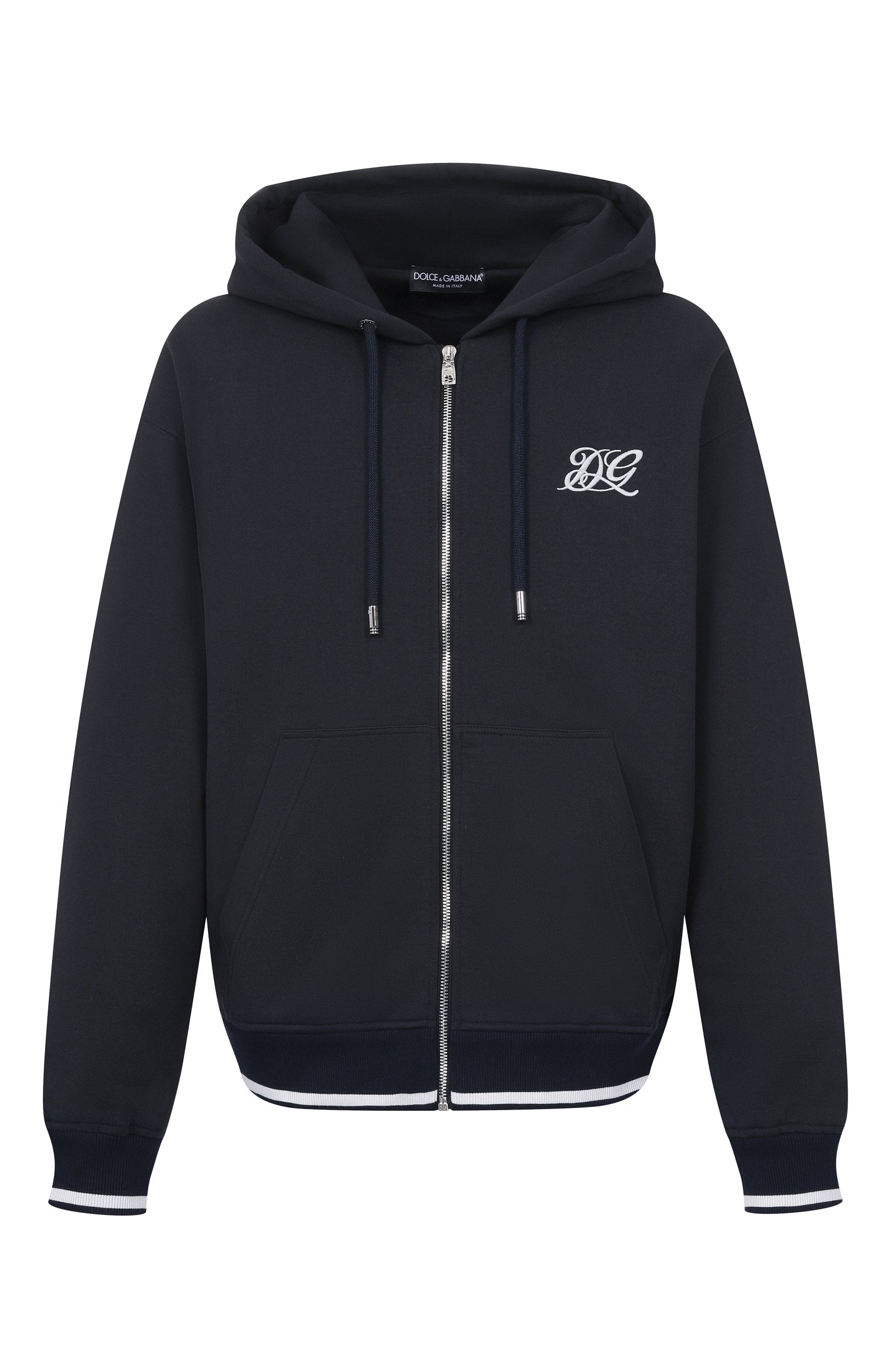 Хлопковая толстовка DOLCE & GABBANA темно-синего цвета по цене 189500 руб., арт. G9CEFZ/G7P9L, фото 1 Хлопковая толстовка DOLCE & GABBANA, арт. G9CEFZ/G7P9L, фото 1