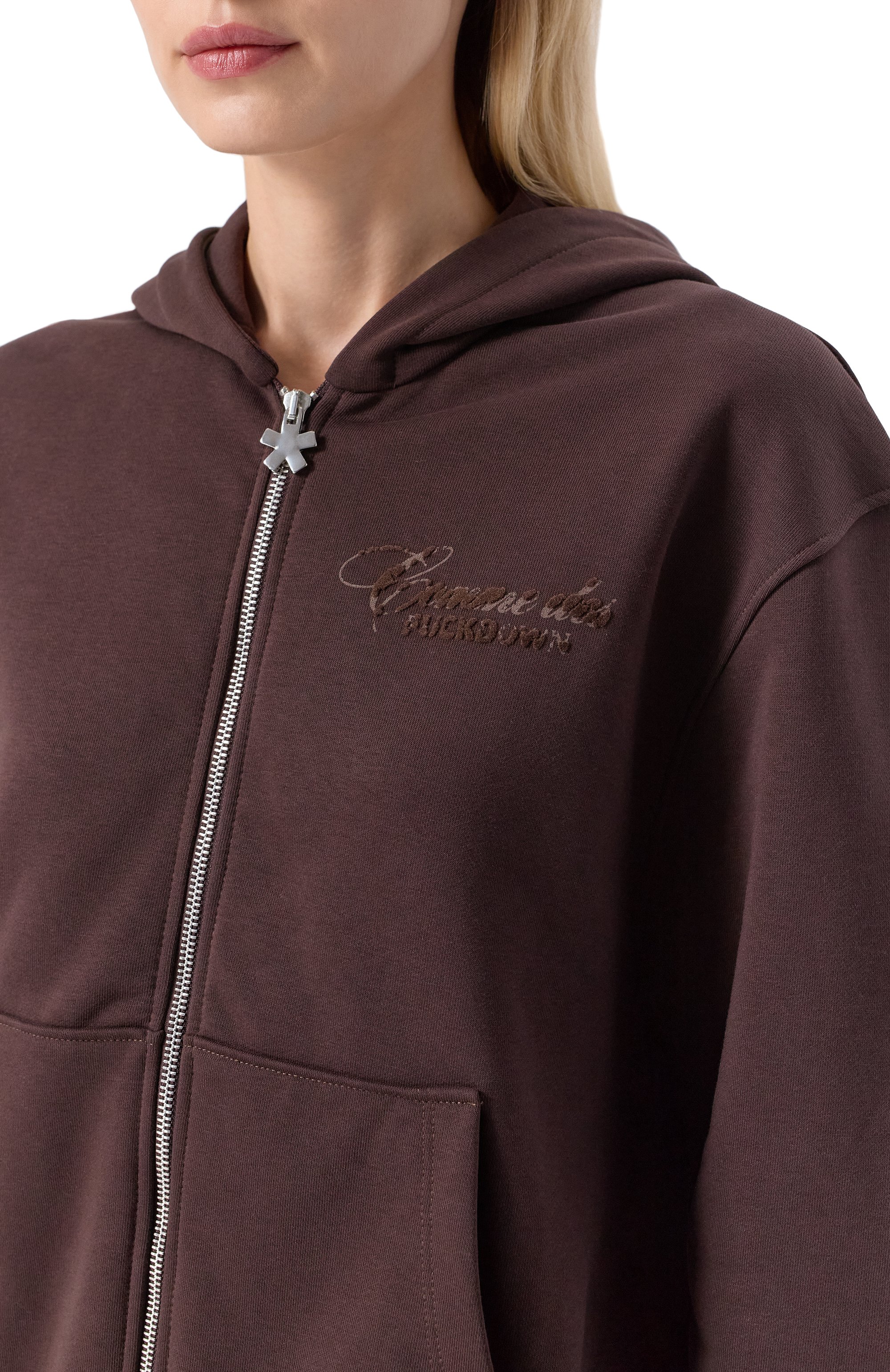 Хлопковая толстовка COMME DES FUCKDOWN темно-коричневого цвета по цене 19200 руб., арт. CFABW01393, фото 5 Хлопковая толстовка COMME DES FUCKDOWN, арт. CFABW01393, фото 5