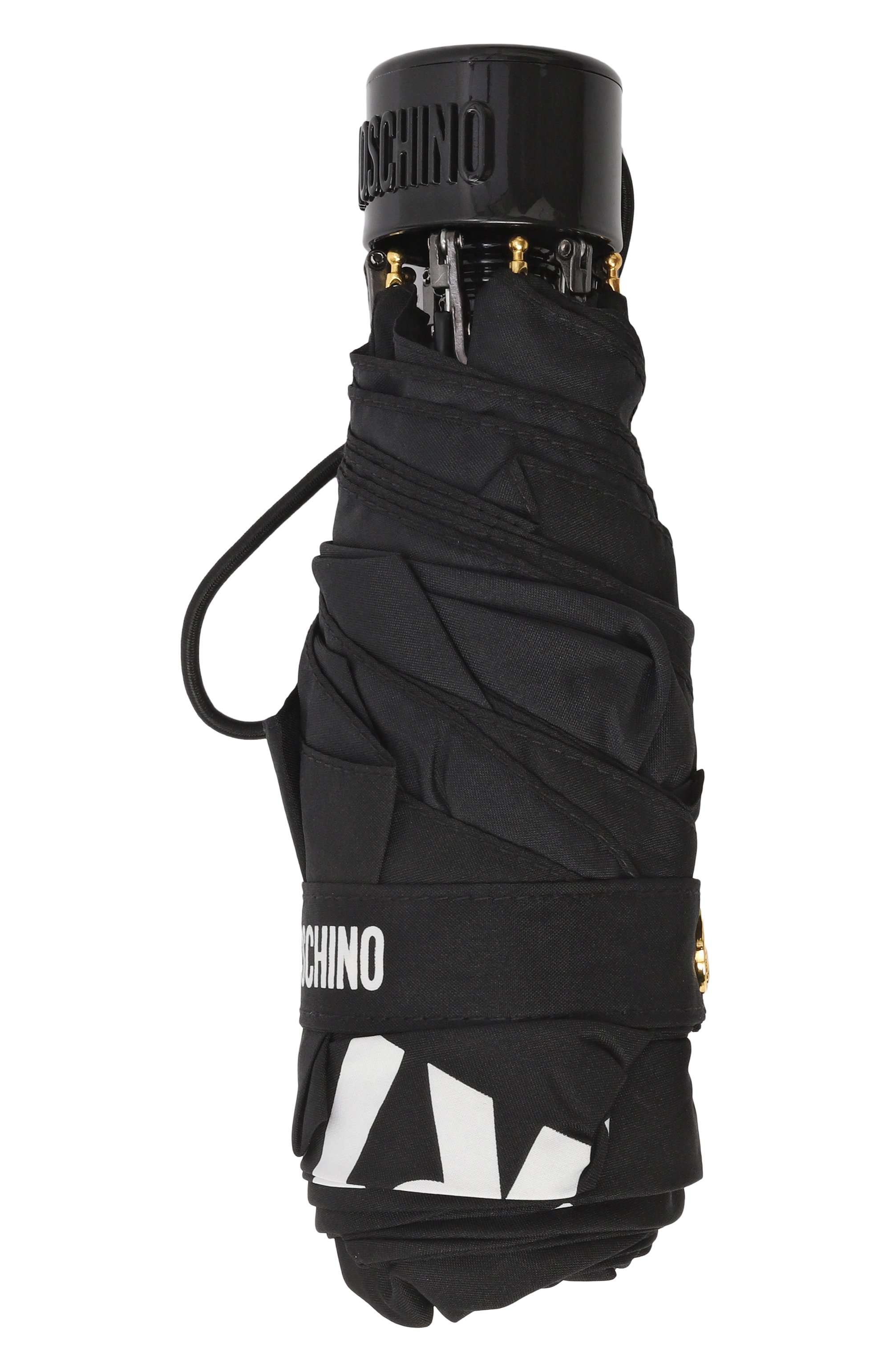 Складной зонт MOSCHINO черного цвета по цене 8580 руб., арт. 8985 SUPERMINI, фото 4 Складной зонт MOSCHINO, арт. 8985 SUPERMINI, фото 4