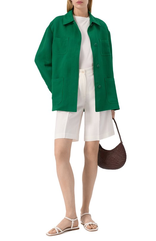 Рубашка из вискозы и льна Max Mara Studio LINCE Зелёный  LINCE Фото 2