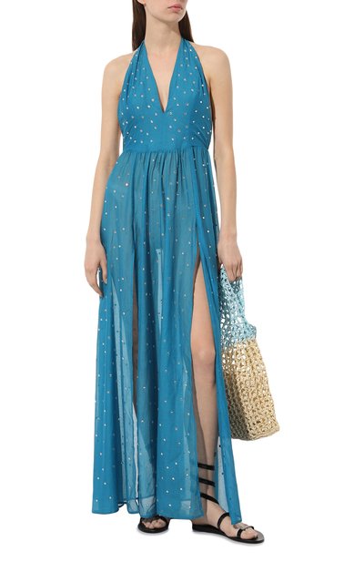 Платье из хлопка и шелка OSEREE голубого цвета по цене 99500 руб., арт. GLS238, фото 2 Платье из хлопка и шелка OSEREE, арт. GLS238, фото 2