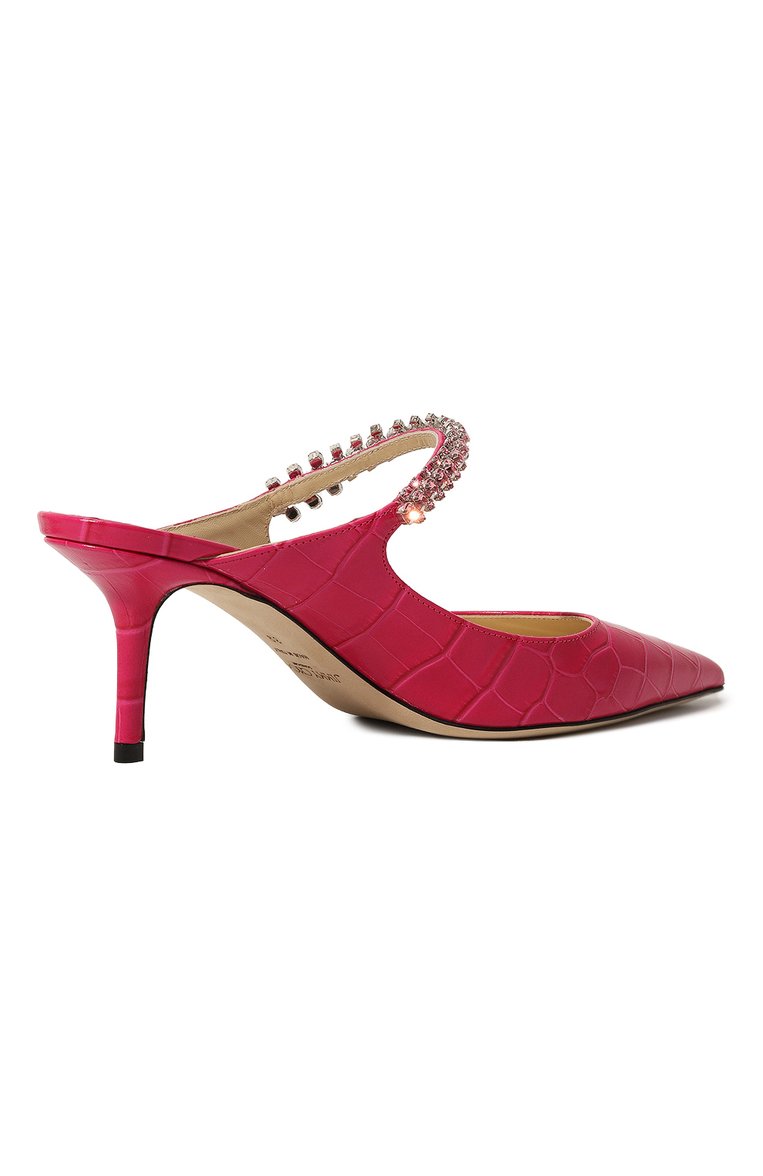 Женские кожаные мюли bing 65 JIMMY CHOO фуксия цвета, арт. BING65/CQX | Фото 5 (Каблук высота: Средний; Материал внутренний: Натуральная кожа; Подошва: Плоская; Каблук тип: Шпилька; Материал внешний: Натуральная кожа)