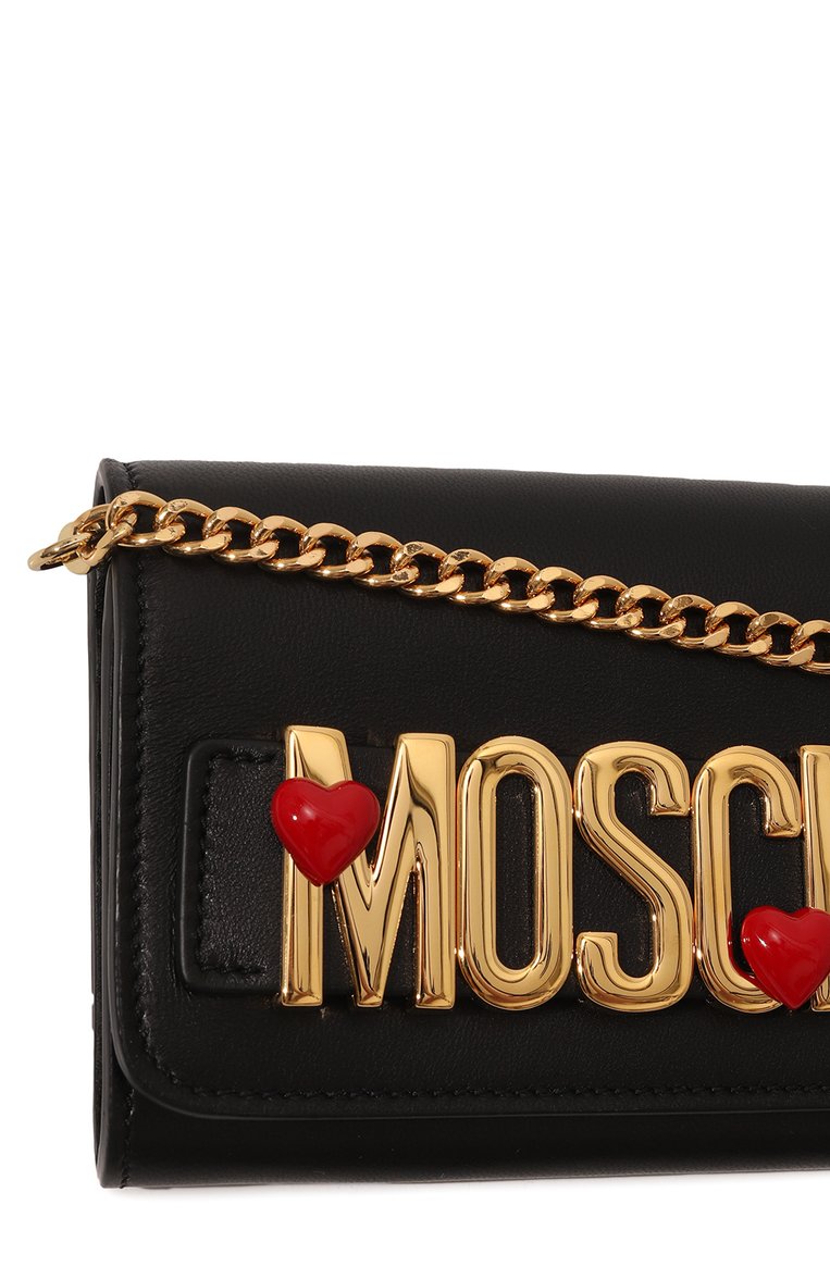 Женские кожаный кошелек на цепочке MOSCHINO черного цвета, арт. A8120/8002 | Фото 3 (Нос: Не проставлено; Материал: Натуральная кожа)