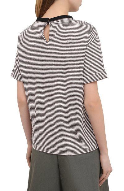 Льняная футболка BRUNELLO CUCINELLI коричневого цвета по цене 92800 руб., арт. MH964HL500, фото 4 Льняная футболка BRUNELLO CUCINELLI, арт. MH964HL500, фото 4