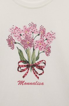 Детская хлопковый лонгслив MONNALISA белого цвета, арт. 19B612 | Фото 3 (Рукава: Длинные; Девочки Кросс-КТ: Лонгслив-одежда; Материал сплава: Проставлено; Материал внешний: Хлопок; Драгоценные камни: Проставлено)