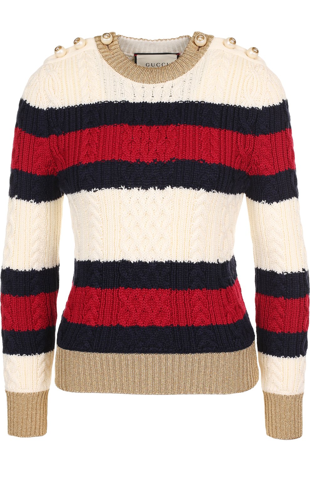 Шерстяной пуловер с металлизированной нитью и декоративными пуговицами GUCCI, арт. 434363/X5D24, фото 1