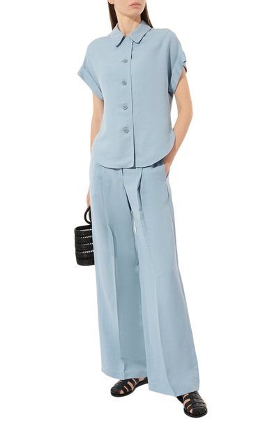 Рубашка из вискозы и льна WINDSOR голубого цвета по цене 38450 руб., арт. 52 DB166 10015365, фото 2 Рубашка из вискозы и льна WINDSOR, арт. 52 DB166 10015365, фото 2