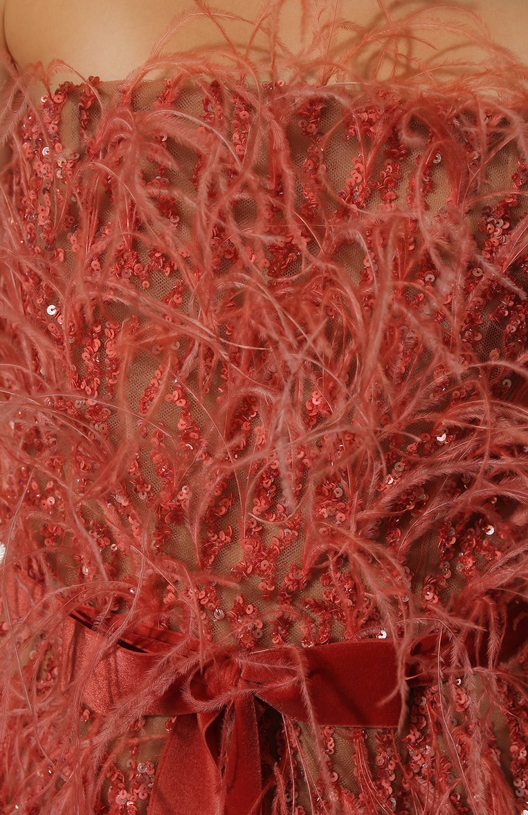 Платье с отделкой перьями MARCHESA, арт. M20820, фото 1