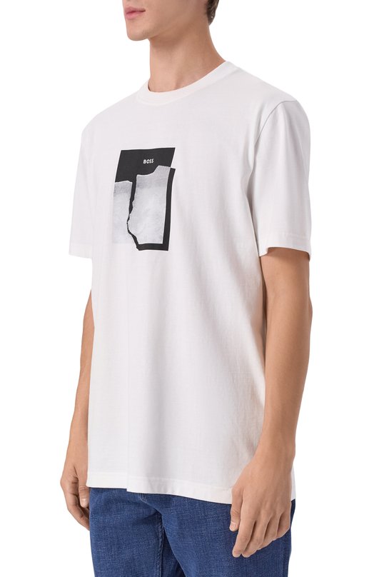 Хлопковая футболка BOSS Orange 50554640 Белый  50554640 Фото 3