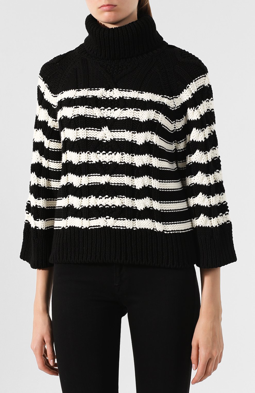 Хлопковый пуловер REDVALENTINO черно-белого цвета по цене 49950 руб., арт. SR3KCB31/4E6, фото 3 Хлопковый пуловер REDVALENTINO, арт. SR3KCB31/4E6, фото 3