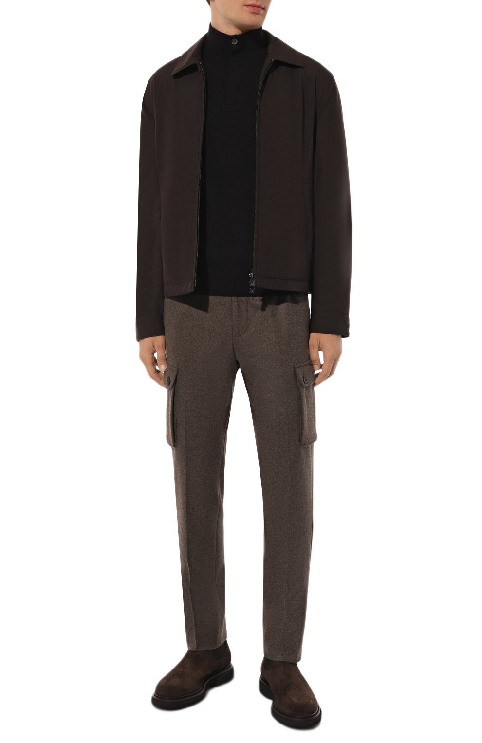 Шерстяные брюки-карго CORNELIANI коричневого цвета по цене 58400 руб., арт. 944L14-9418801, фото 2 Шерстяные брюки-карго CORNELIANI, арт. 944L14-9418801, фото 2