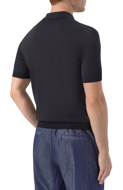 Поло из шелка и хлопка GRAN SASSO черного цвета по цене 37200 руб., арт. 43166/16290, фото 4 Поло из шелка и хлопка GRAN SASSO, арт. 43166/16290, фото 4