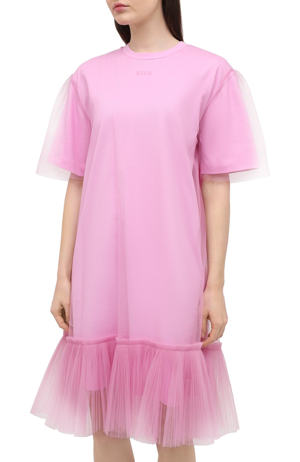 Хлопковое платье MSGM светло-розового цвета по цене 34200 руб., арт. 3041MDA66 217298, фото 3 Хлопковое платье MSGM, арт. 3041MDA66 217298, фото 3