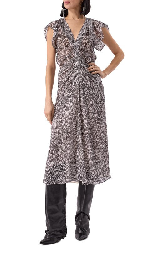 Платье из вискозы и шелка Isabel Marant 25PR00229FC/C1J06I Серый  25PR00229FC/C1J06I Фото 3