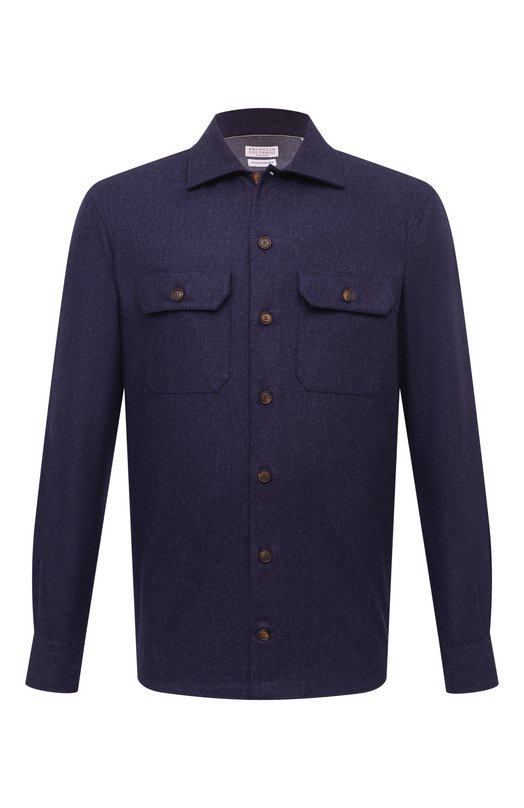 Шерстяная рубашка Brunello Cucinelli M038P0720 Синий M038P0720