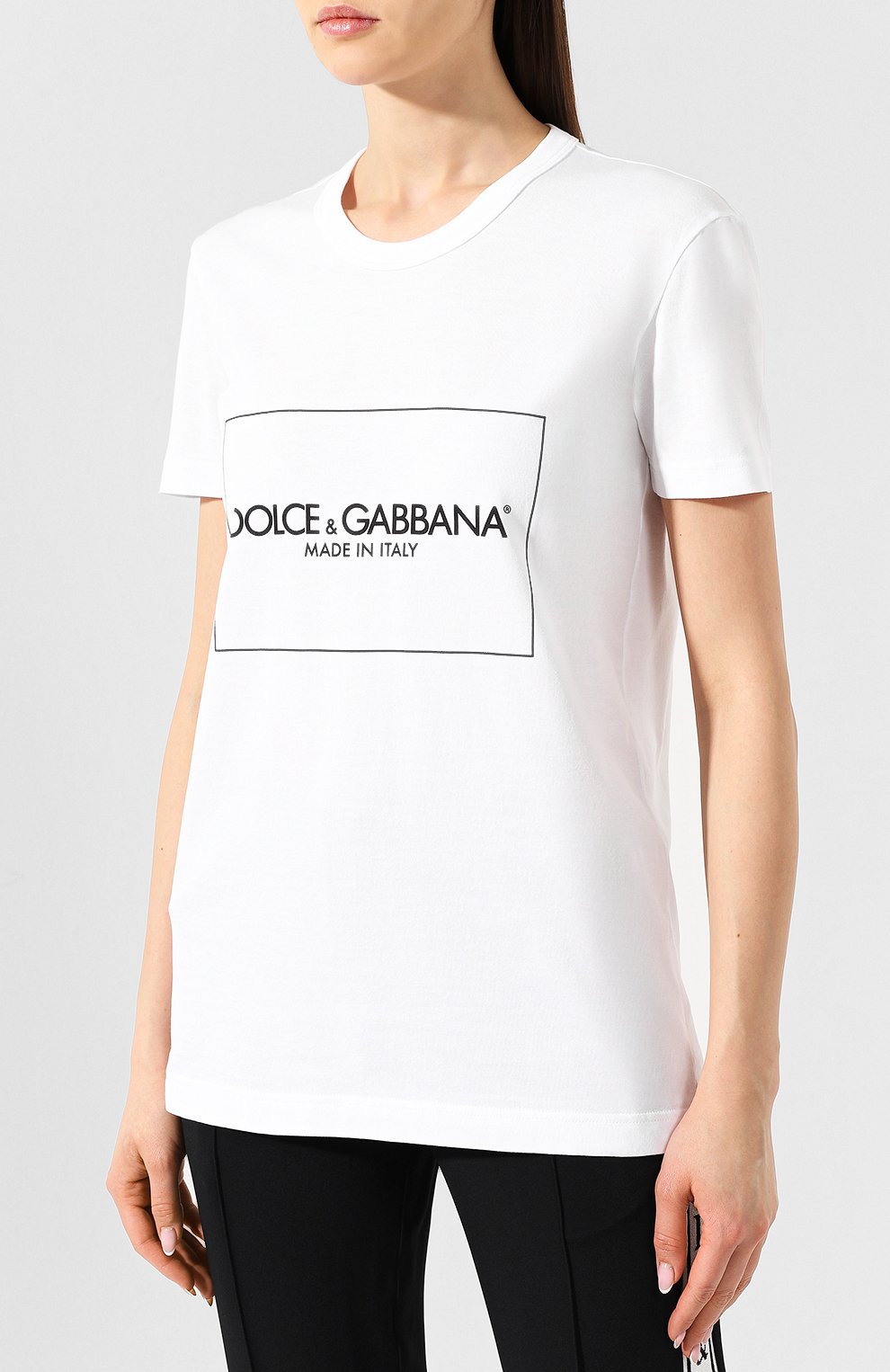 Хлопковая футболка DOLCE & GABBANA белого цвета по цене 38450 руб., арт. F8H50Z/G7MSW, фото 3 Хлопковая футболка DOLCE & GABBANA, арт. F8H50Z/G7MSW, фото 3