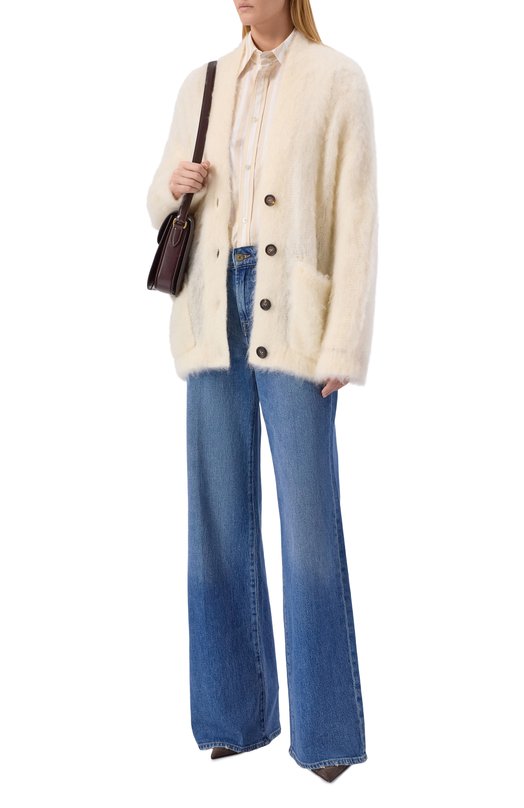 Кардиган из кашемира и шелка Brunello Cucinelli MLD346106 Кремовый  MLD346106 Фото 2