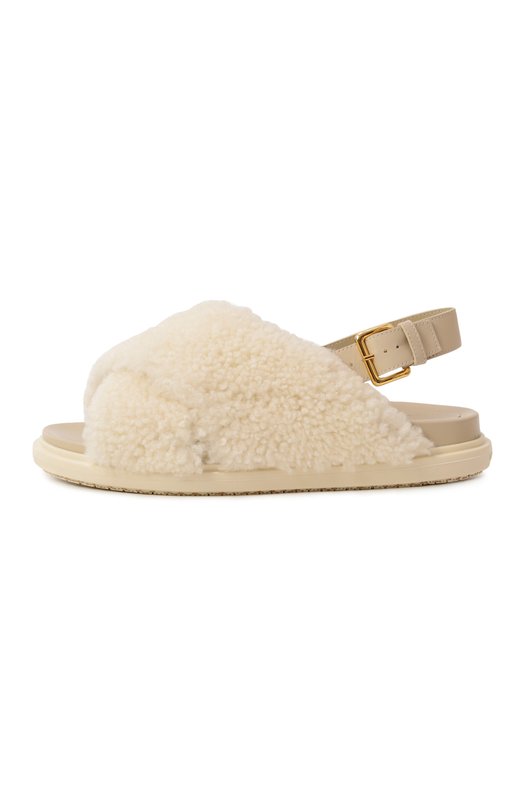 Сандалии Fussbett из овчины Marni FBMS005801/P9093 Кремовый  FBMS005801/P9093 Фото 4