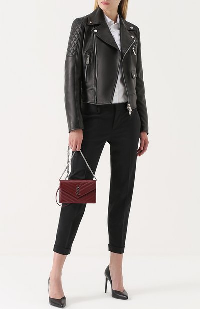 Приталенная кожаная куртка с косой молнией DSQUARED2, арт. S75AM0515/SX8131, фото 2