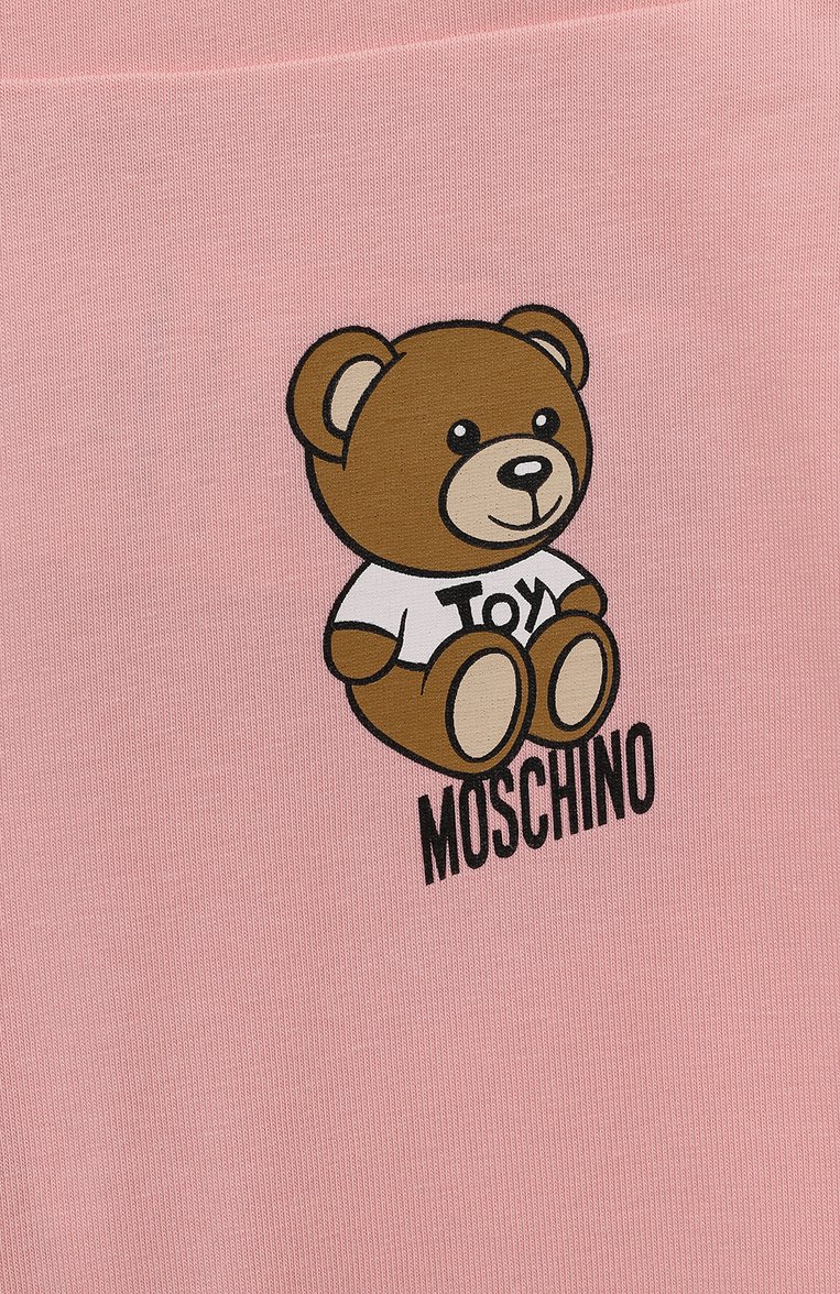 Детские хлопковые легинсы MOSCHINO светло-розового цвета, арт. H3P047/LBA10/12 | Фото 3 (Материал внешний: Хлопок; Девочки Кросс-КТ: Леггинсы-одежда; Нос: Не проставлено)