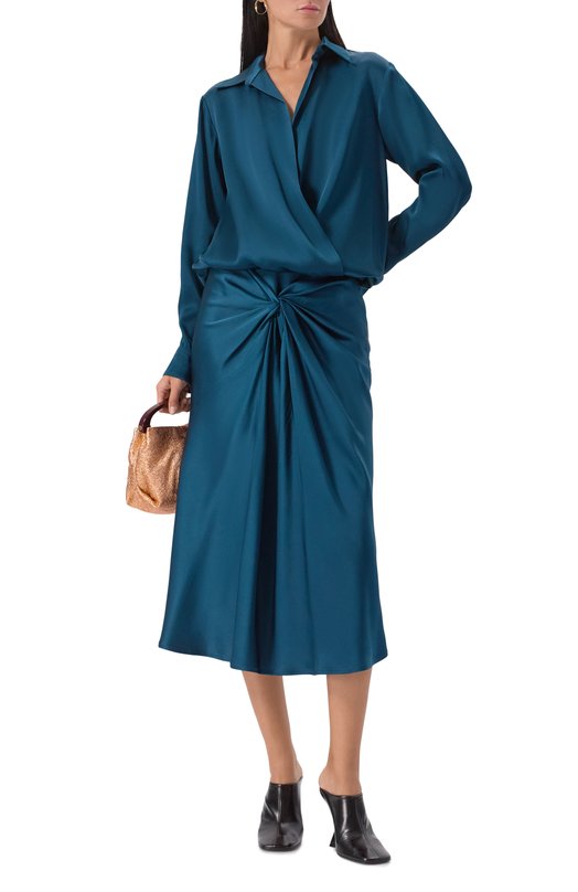 Атласная юбка Dries Van Noten 010857-2070-508 Синий  010857-2070-508 Фото 2