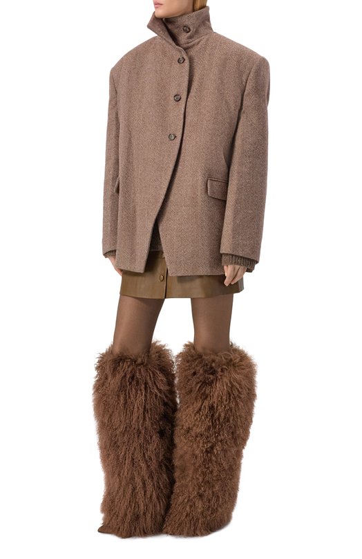 Меховые сапоги Furry Stiletto 105 из овчины Paris Texas PX1072/XMNFR Коричневый  PX1072/XMNFR Фото 3