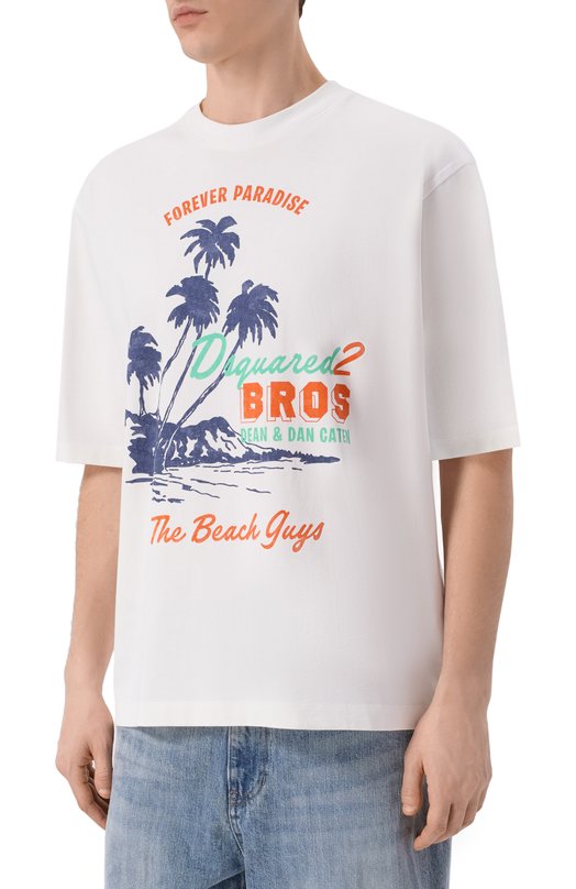 Хлопковая футболка Dsquared2 S74GD1547/D20106 Белый  S74GD1547/D20106 Фото 3