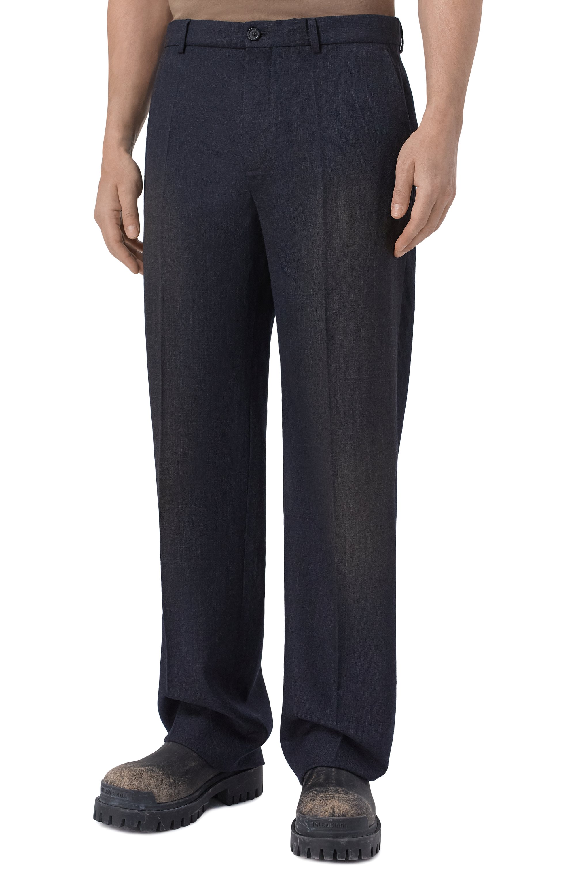 Шерстяные брюки BALENCIAGA темно-синего цвета по цене 184000 руб., арт. 857649/TQT27, фото 3 Шерстяные брюки BALENCIAGA, арт. 857649/TQT27, фото 3