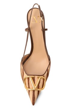 Женские кожаные туфли vlogo signature VALENTINO бежевого цвета, арт. 6W2S0R01/RCM | Фото 6 (Каблук высота: Высокий; Подошва: Плоская; Материал внутренний: Натуральная кожа; Материал сплава: Проставлено; Материал внешний: Натуральная кожа; Драгоценные камни: Проставлено; Каблук тип: Шпилька; Женское Кросс-КТ: Слингбэки)