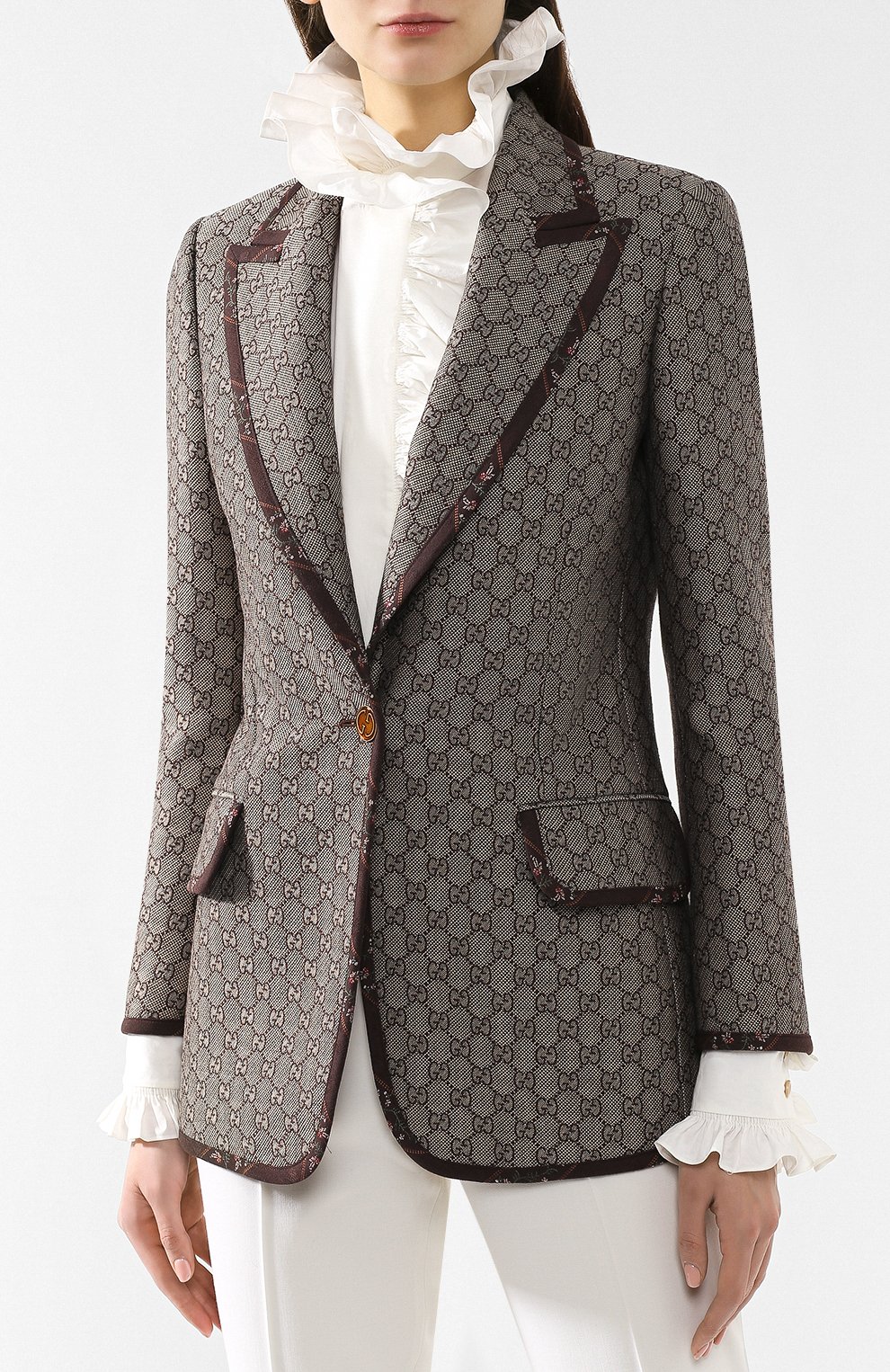 Жакет из смеси хлопка и шерсти GUCCI коричневого цвета по цене 199500 руб., арт. 544848/ZAAB2, фото 3 Жакет из смеси хлопка и шерсти GUCCI, арт. 544848/ZAAB2, фото 3