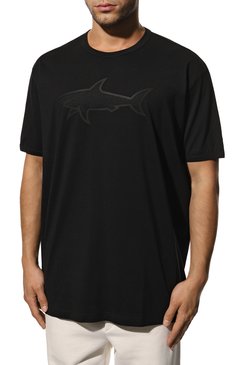 Мужская хлопковая футболка PAUL&SHARK черного цвета, арт. 22411072/3XL-6XL | Фото 3 (Рукава: Короткие; Принт: С принтом; Длина (для топов): Удлиненные; Материал внешний: Хлопок; Стили: Кэжуэл; Размерность: Маломерит; Материал сплава: Проставлено; Драгоценные камни: Проставлено)