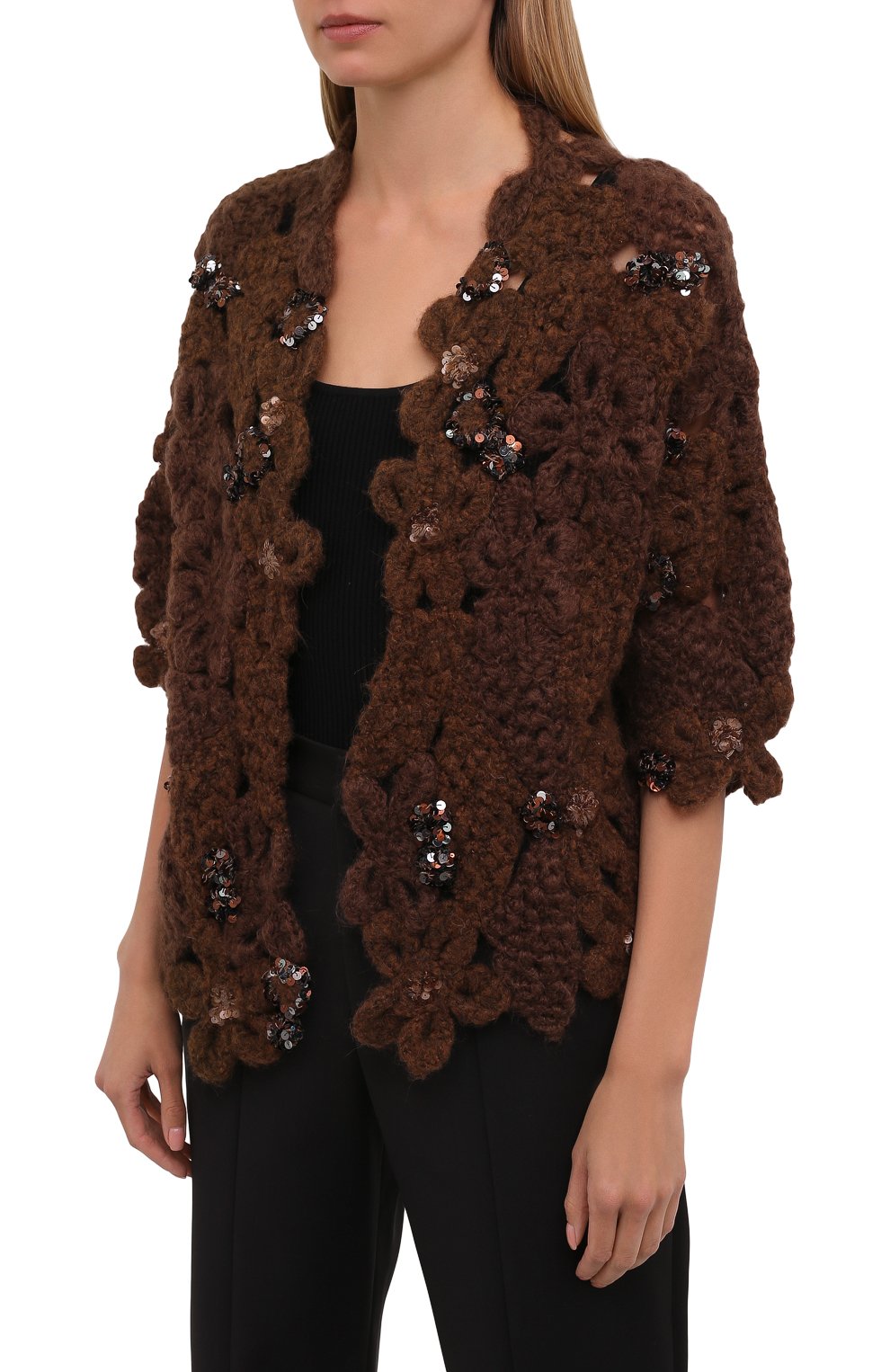 Шерстяной кардиган BRUNELLO CUCINELLI коричневого цвета по цене 827500 руб., арт. MAB600706, фото 3 Шерстяной кардиган BRUNELLO CUCINELLI, арт. MAB600706, фото 3