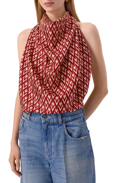 Шелковый платок VALENTINO бордового цвета по цене 55450 руб., арт. 7W2EI114/SHT, фото 2 Шелковый платок VALENTINO, арт. 7W2EI114/SHT, фото 2