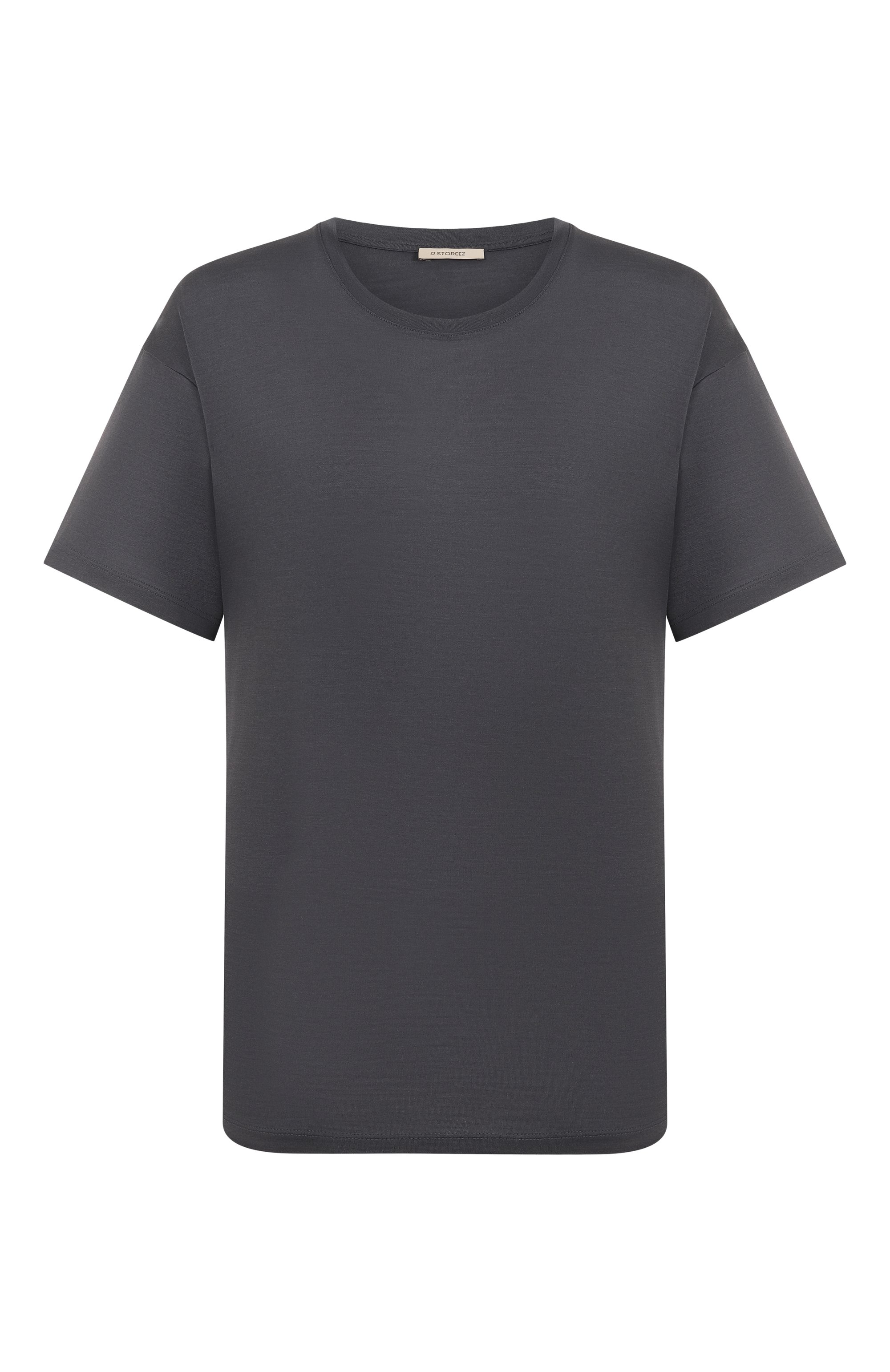 Шелковая футболка 12 STOREEZ серого цвета по цене 13000 руб., арт. 131574, фото 1 Шелковая футболка 12 STOREEZ, арт. 131574, фото 1