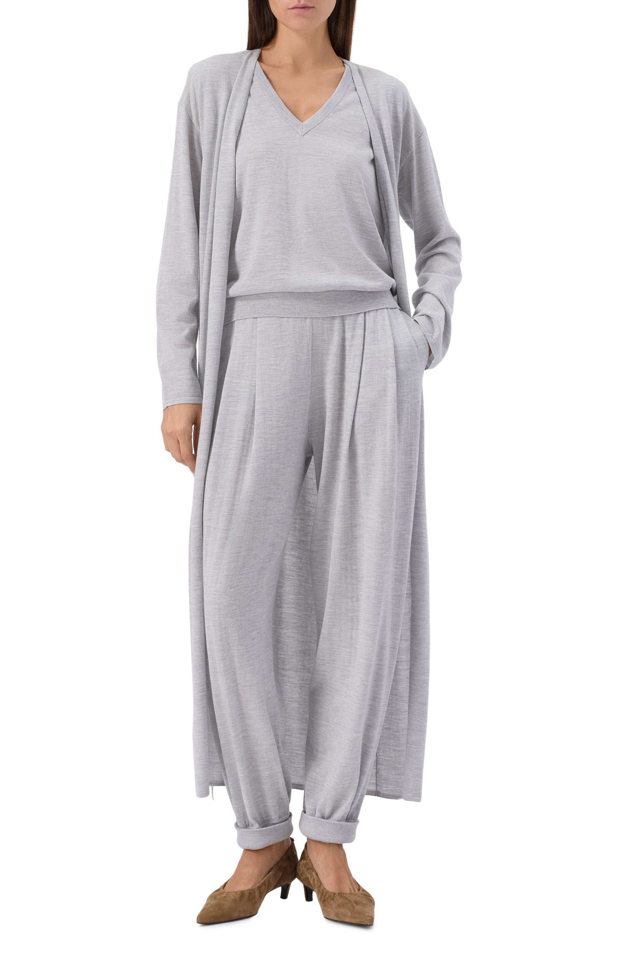 Кардиган из шерсти и шелка 12 STOREEZ серого цвета по цене 24000 руб., арт. 134040, фото 2 Кардиган из шерсти и шелка 12 STOREEZ, арт. 134040, фото 2