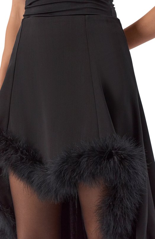 Юбка с отделкой перьями Mugler 25F1JU0575196 Чёрный  25F1JU0575196 Фото 5