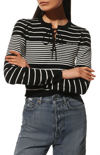 Хлопковый пуловер MIU MIU, арт. MML559-10KB-F0967, фото 3