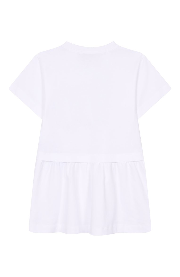 Детское хлопковое платье MOSCHINO белого цвета, арт. HDV0G7/LAA42/4-8 | Фото 2 (Рукава: Короткие; Материал внешний: Хлопок; Тематический товар: Teddy Bear; Автоматизация состава: Проставлено; Автоматизация ТО: Проставлено; Ростовка одежда: 4 года | 104 см, 5 лет | 110 см, 6 лет | 116 см, 8 лет | 128 см)