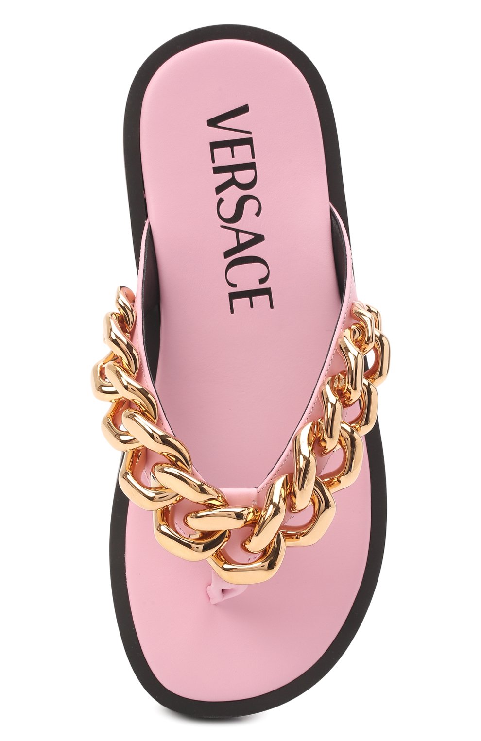 Кожаные шлепанцы VERSACE розового цвета по цене 69300 руб., арт. 1003336/DVT2P, фото 6 Кожаные шлепанцы VERSACE, арт. 1003336/DVT2P, фото 6