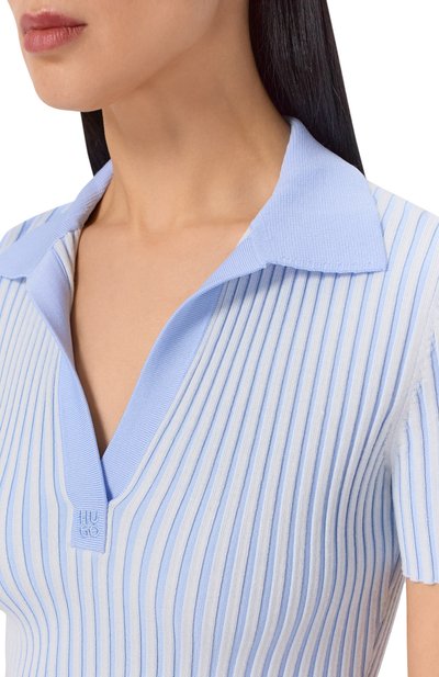 Поло из вискозы HUGO светло-голубого цвета по цене 18200 руб., арт. 50557760, фото 5 Поло из вискозы HUGO, арт. 50557760, фото 5
