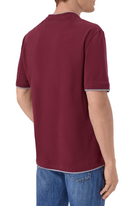 Хлопковая футболка Brunello Cucinelli M0B137427 Бордовый  M0B137427 Фото 4